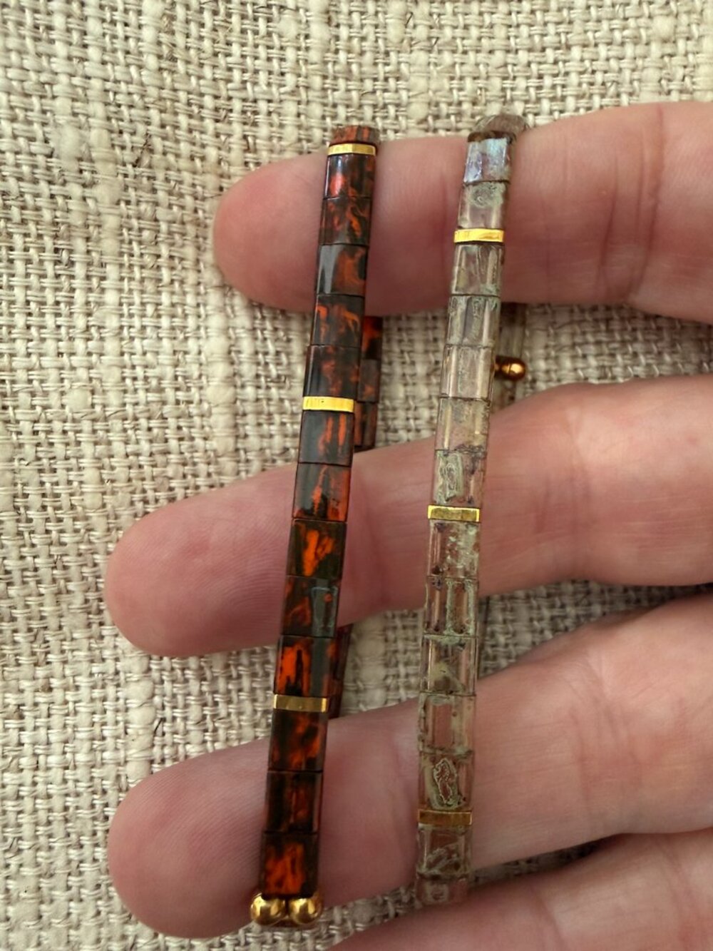 Beaded Tile Stackable Bracelets set of 2